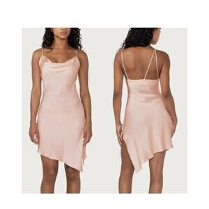 NWT Honor The Gift Silky Slip Dress Cowl Neck Asymmetric Hem Sand Medium